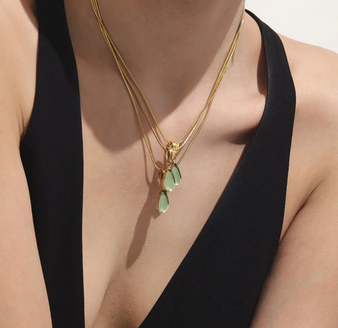 KETTING | MET | DRUPPEL | GOUDKLEURIG | EN | ZILVERKLEURIG | STAINLESS STEEL