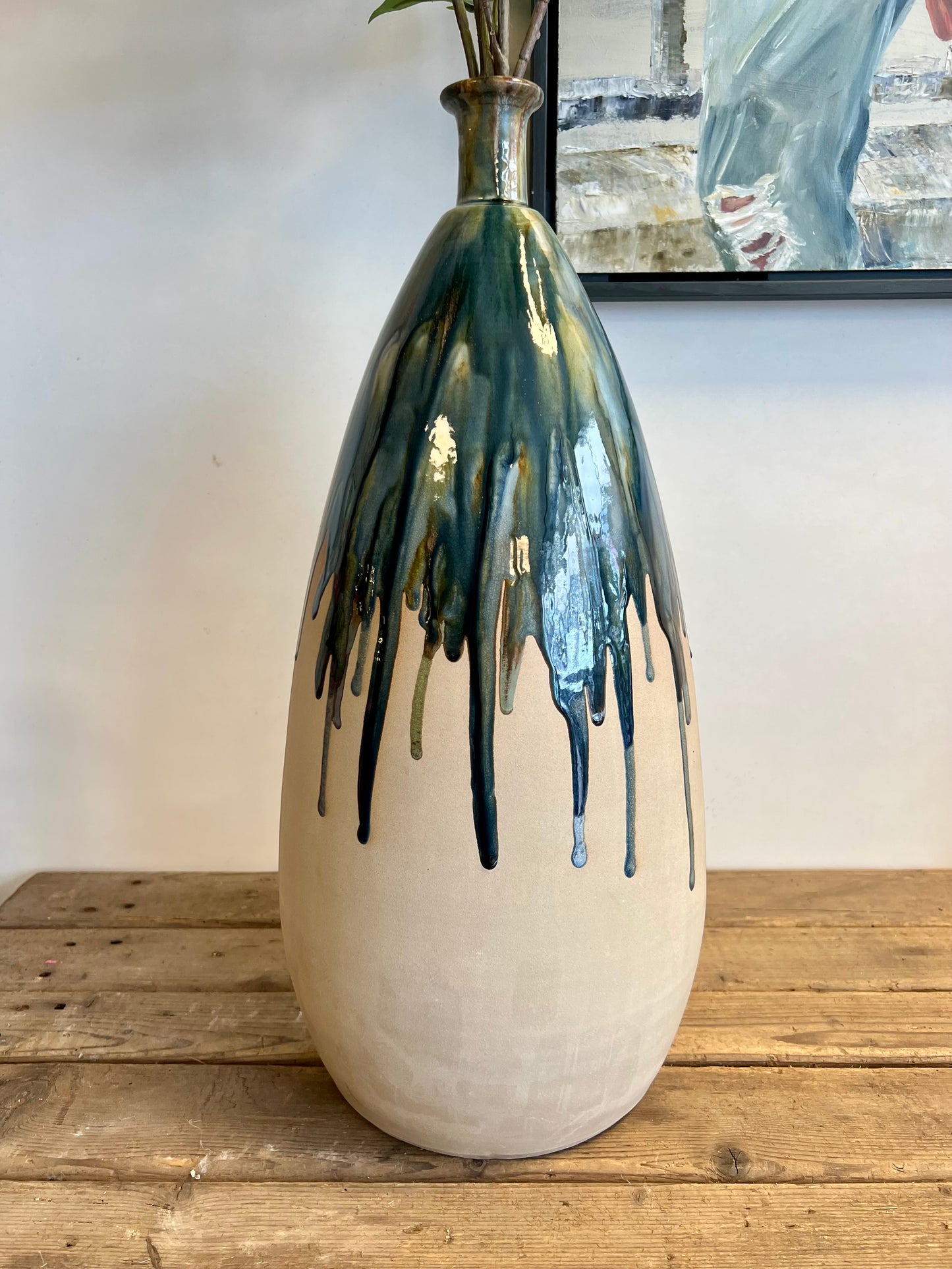 VAAS | J-LINE | VERF | KERAMIEK | GROEN | BLAUW | 51 CM