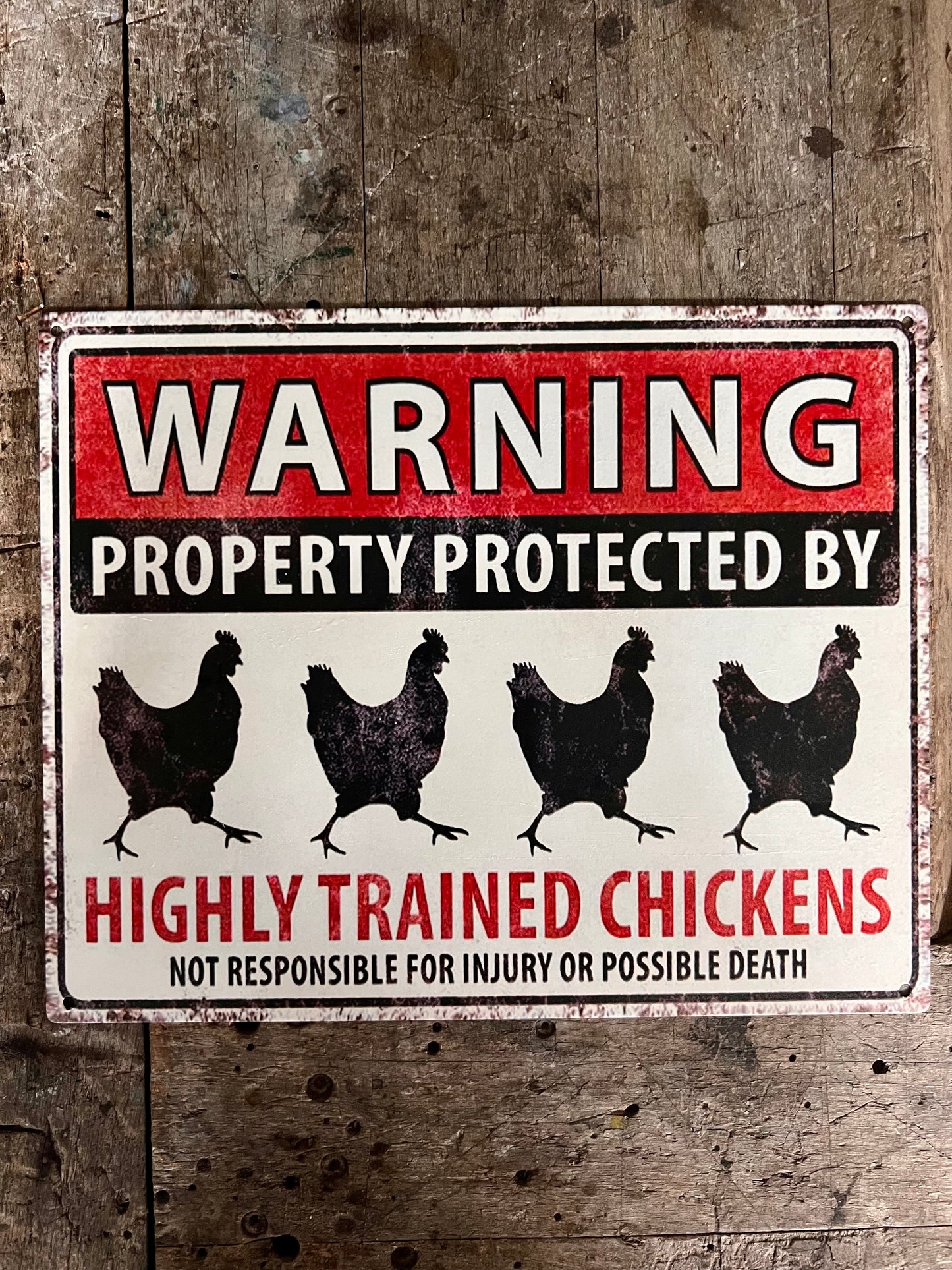 TEKSTBORDJE | WARNING CHICKEN | KLEIN