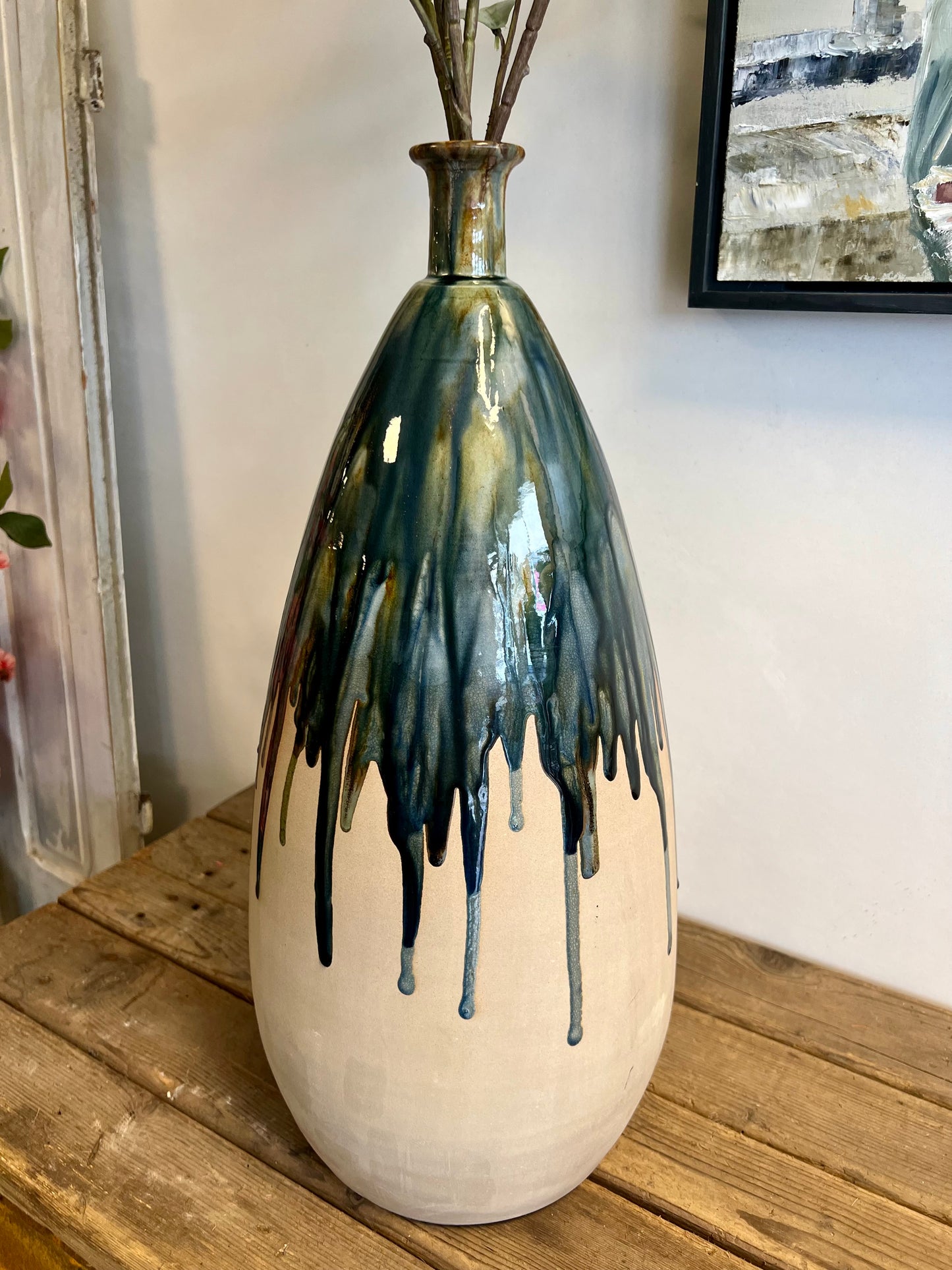 VAAS | J-LINE | VERF | KERAMIEK | GROEN | BLAUW | 51 CM