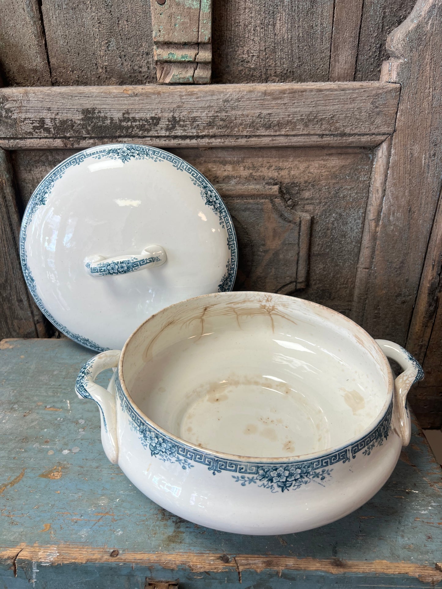 DEKSCHAAL | BLAUW | WIT | BROCANTE