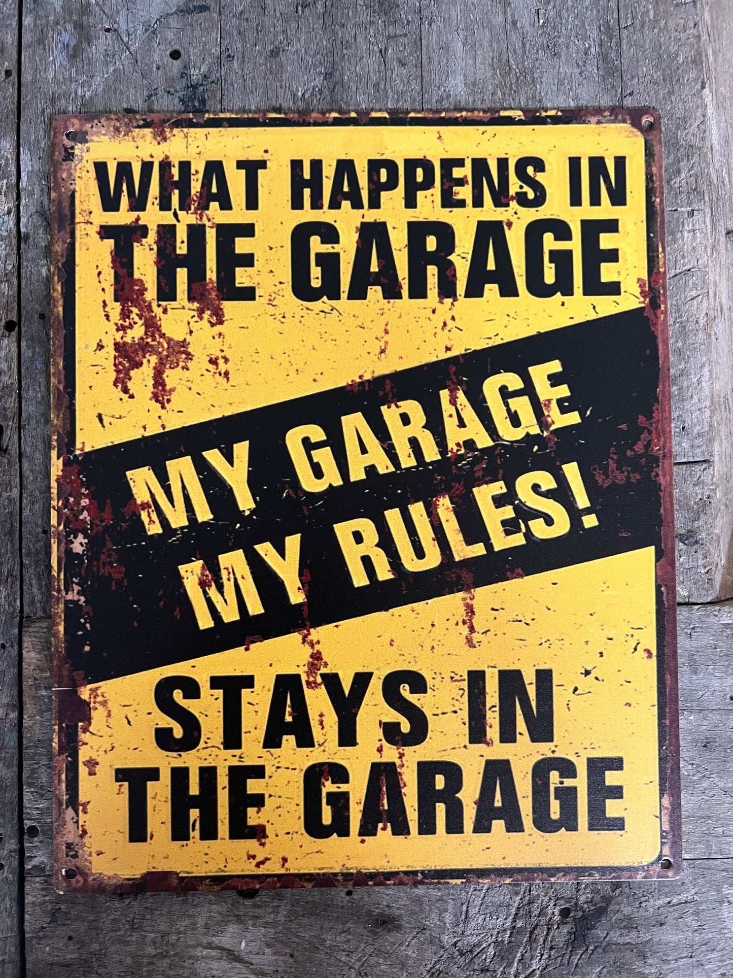 TEKSTBORDJE | GARAGE | RULES | GEEL | KLEIN