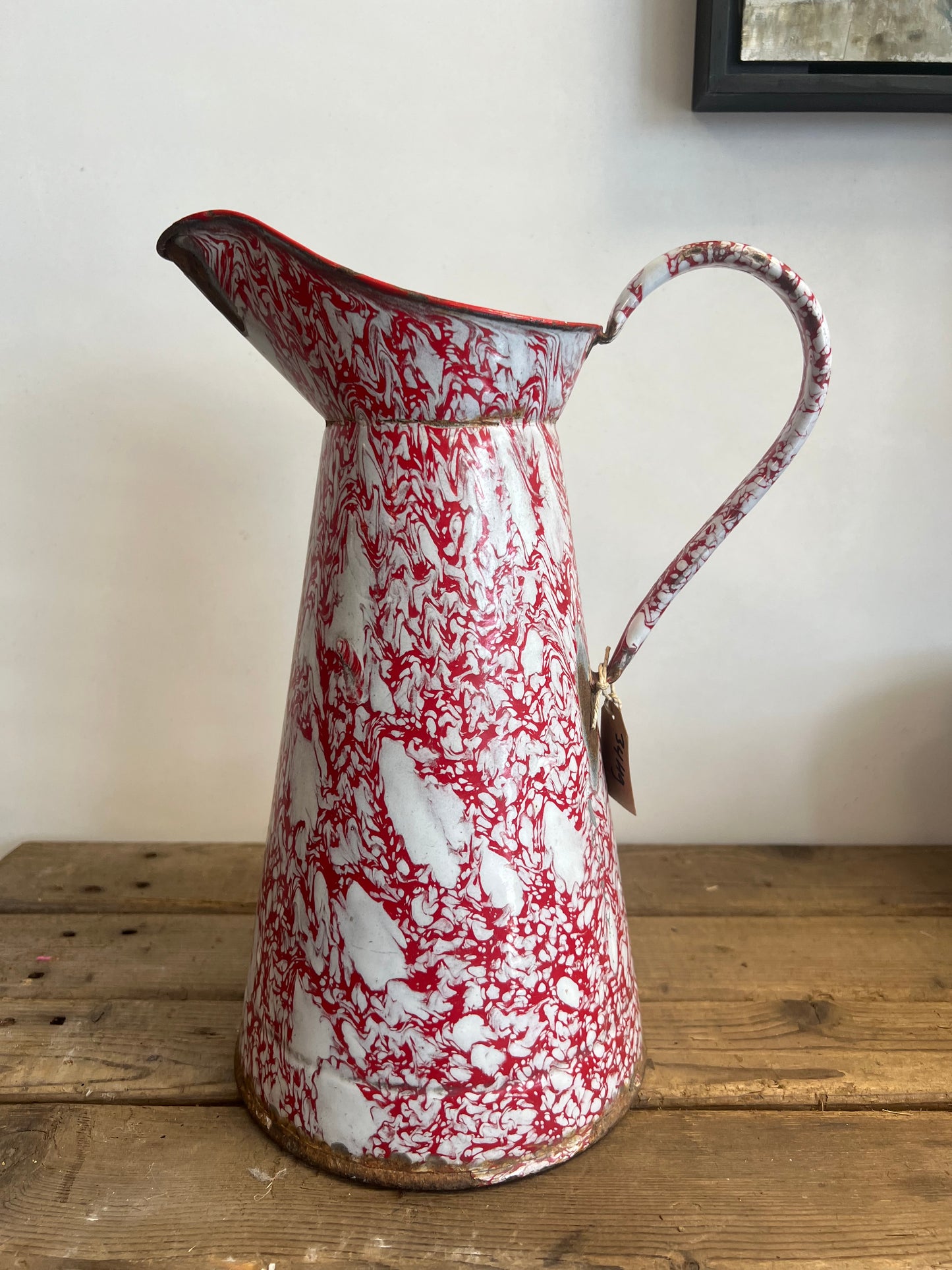 EMAILLE | FRANSE | WATERKAN | BROCANTE | ROOD | WIT
