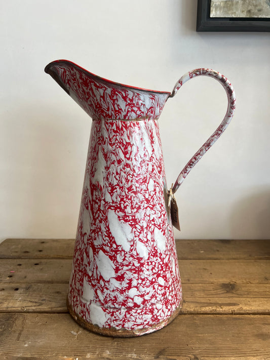 EMAILLE | FRANSE | WATERKAN | BROCANTE | ROOD | WIT