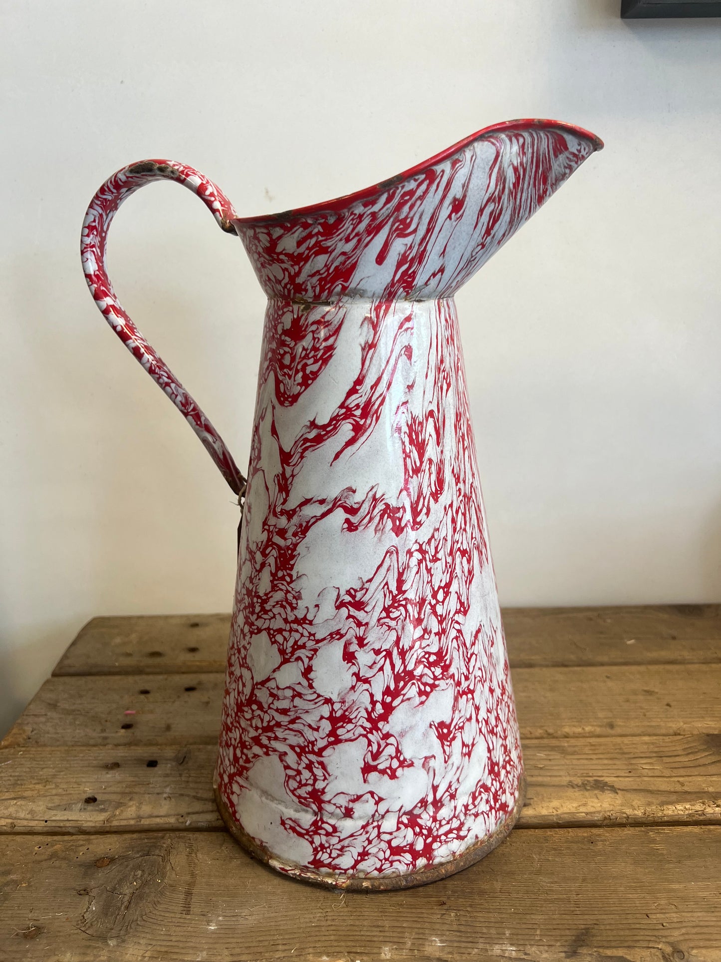 EMAILLE | FRANSE | WATERKAN | BROCANTE | ROOD | WIT