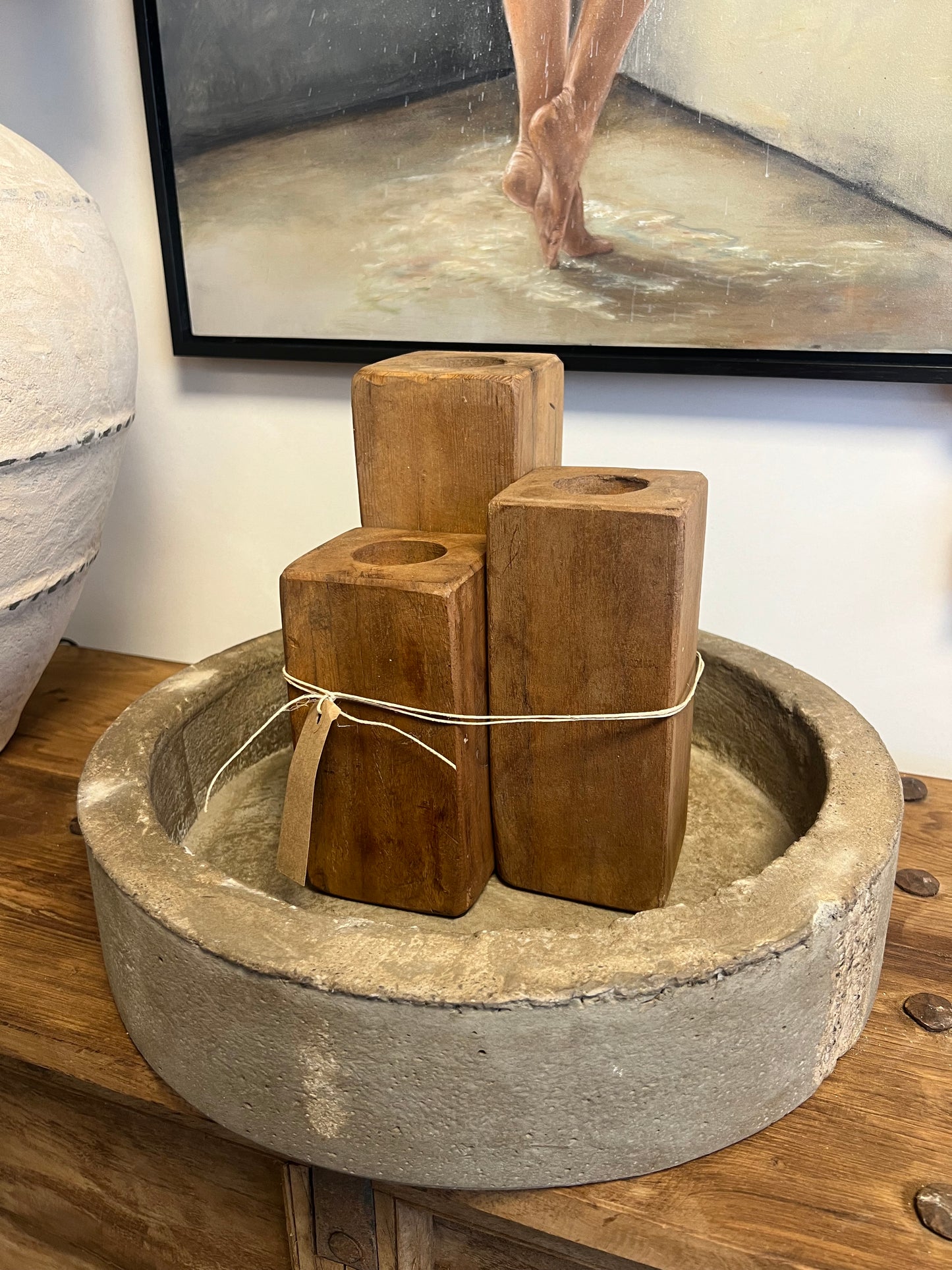 SET | 3 | WAXINELICHTHOUDERS | HOUT