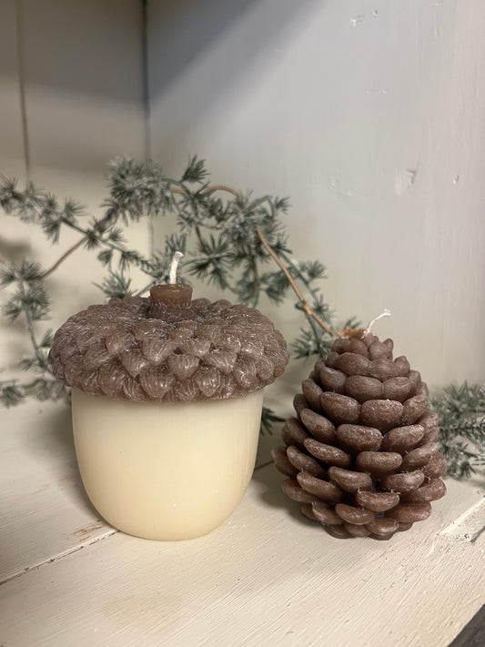 SET | HANDGEMAAKTE | KAARSEN | DENNENAPPEL | EIKEL