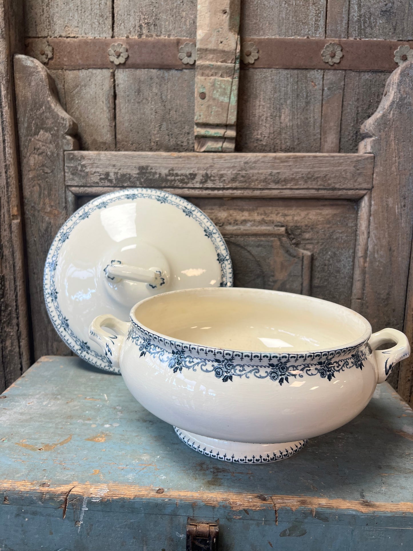DEKSCHAAL | BLAUW | BEIGE | BROCANTE