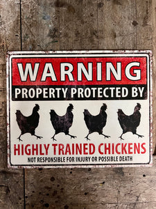 TEKSTBORDJE | WARNING CHICKEN | KLEIN