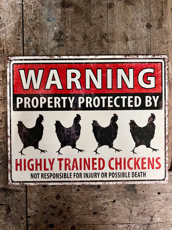 TEKSTBORDJE | WARNING CHICKEN | KLEIN