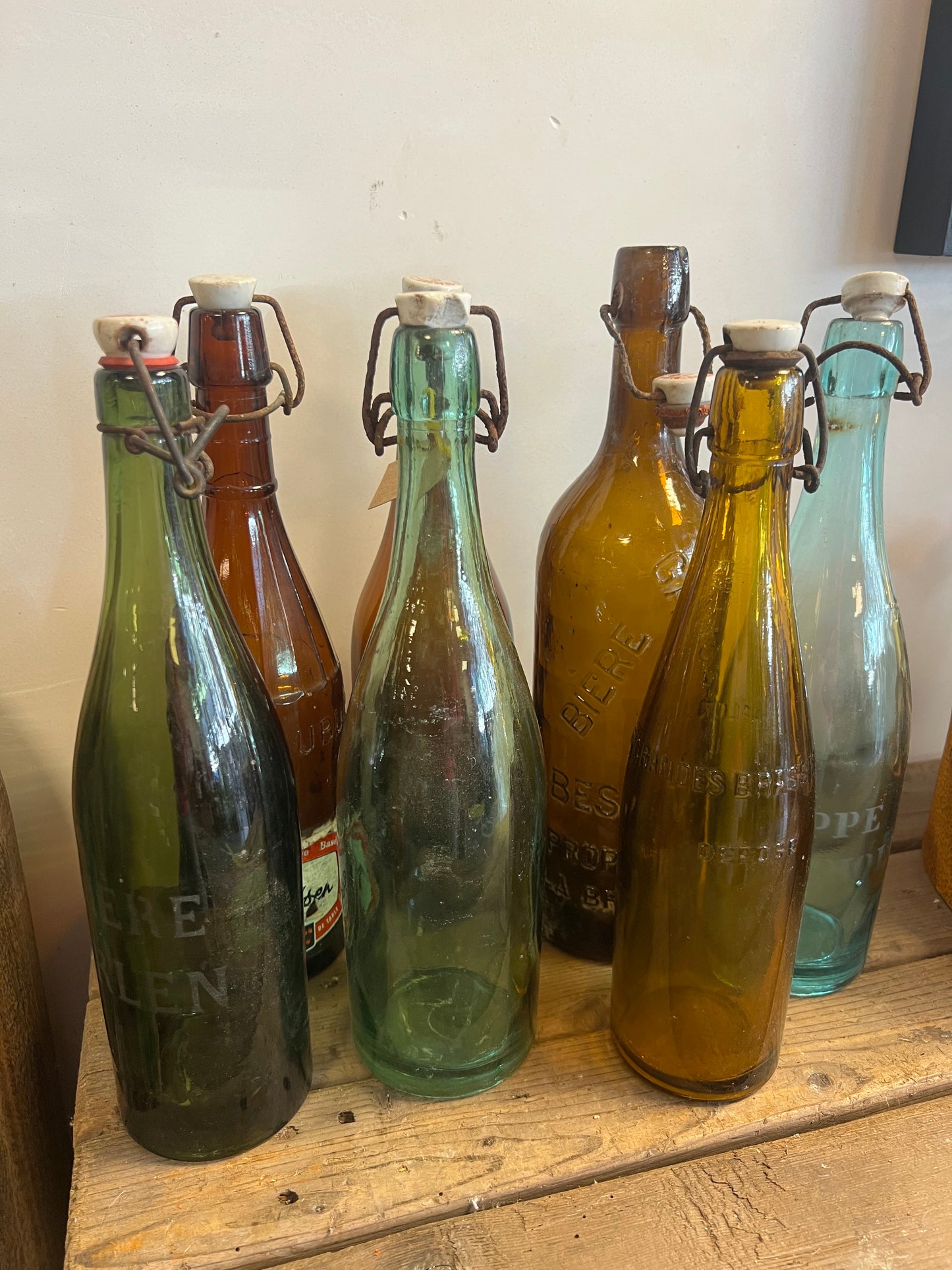 OUDE | FLESSEN | MET | PORSELEINEN | DOP | BROCANTE