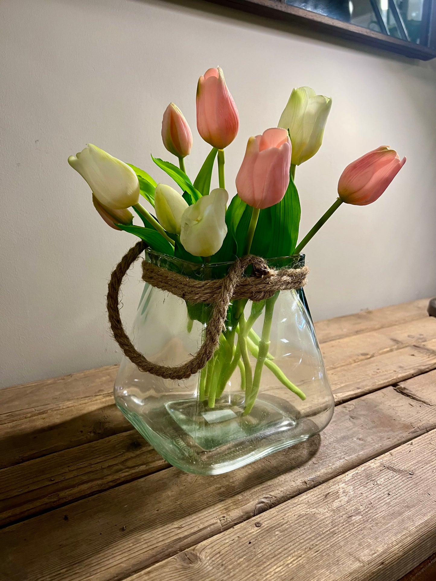 KUNST | TULPEN | GEMENGD | ROZE | WIT | INCL | VAAS
