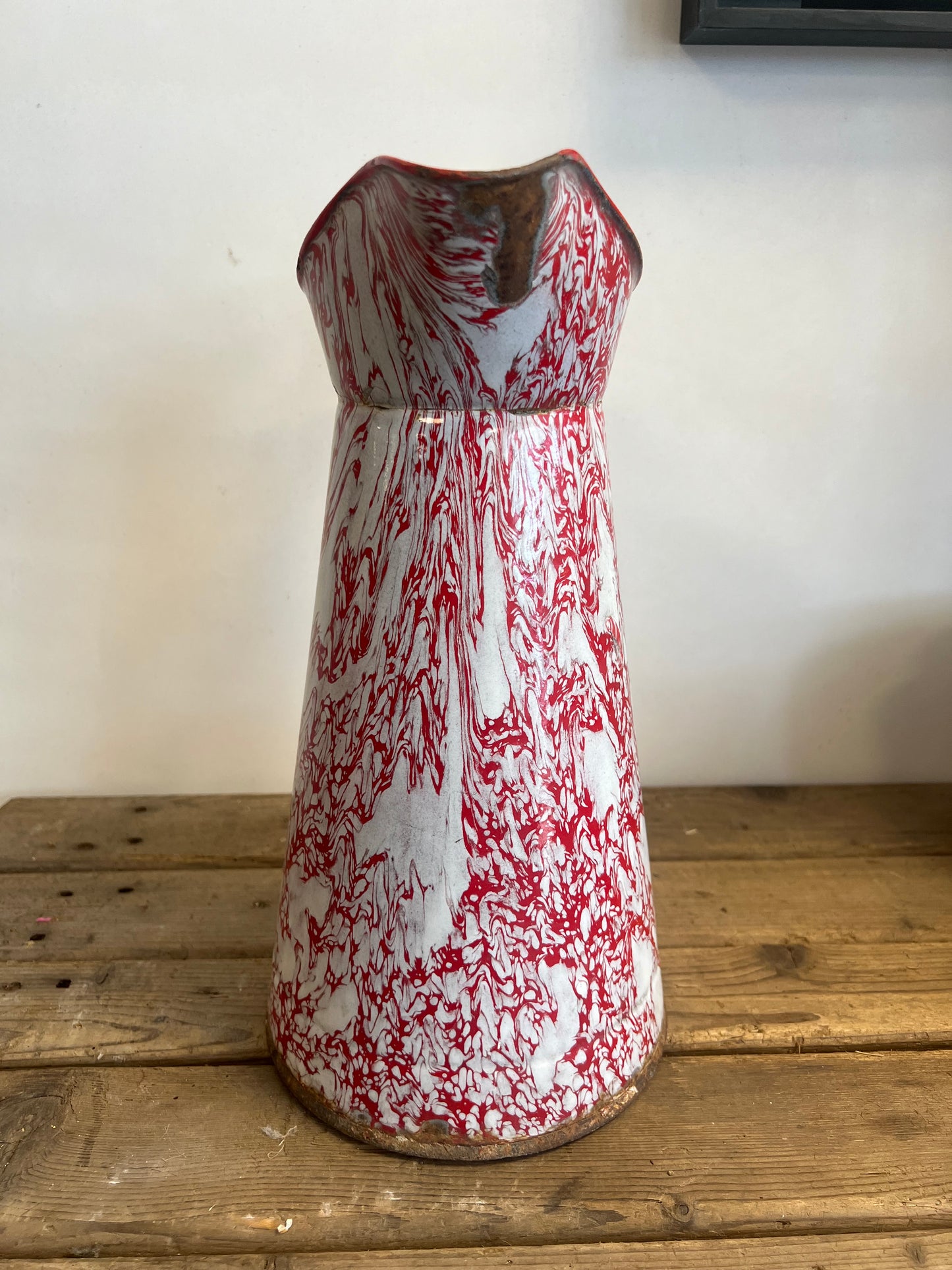 EMAILLE | FRANSE | WATERKAN | BROCANTE | ROOD | WIT