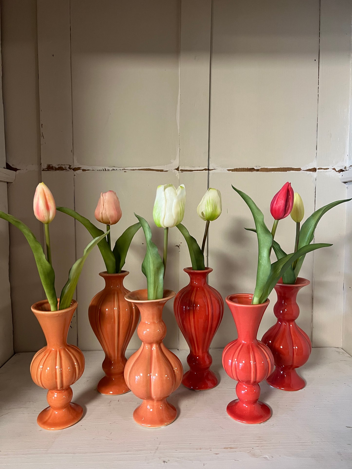 VAASJES | 3 | MATEN | DONKER | ORANJE | KERAMIEK