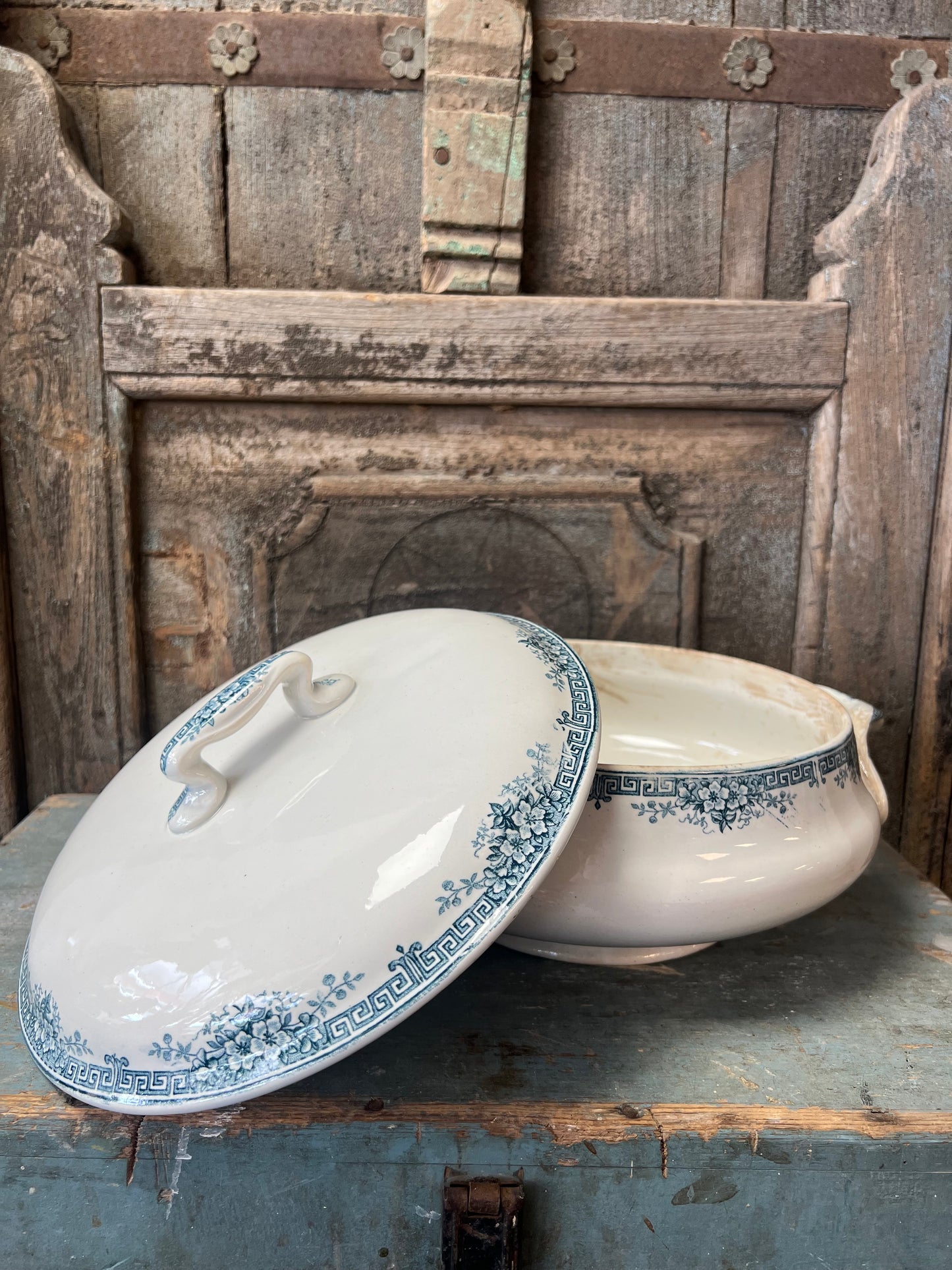 DEKSCHAAL | BLAUW | WIT | BROCANTE