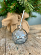 KERSTBAL | GLAS | RIETJE | BLAUW | SILVER