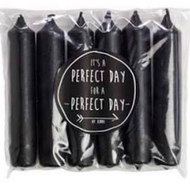 DINNER CANDLES SHORT BLACK | SET OF 6