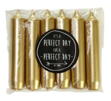 DINNER CANDLES SHORT GOLD | SET OF 6
