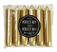 DINNER CANDLES SHORT GOLD | SET OF 6